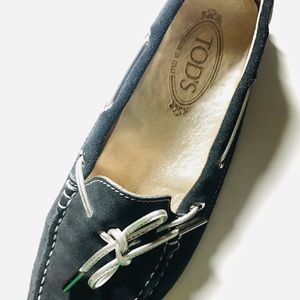 Tod’s Women's Blue Gommino Leather & Suede Loafer, Navy Blue